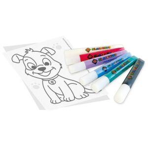 Glasdeko-Farbset mit Hunde-Malvorlage und Farbtuben - Glasmalfarben