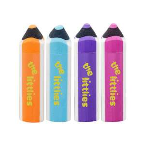 The Littlies Bleistiftförmiger Radiergummi in vier Farben: Orange, Blau, Lila und Rosa - Graphitstifte