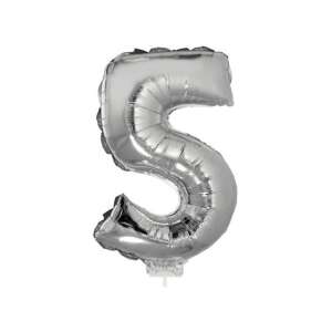 Silver number 5 balloon, 42 cm, for birthday parties - Balloon