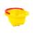 Жълта пластмасова кофа за строителство на замъци с червена дръжка, диаметър 17 см, височина 10 см