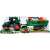 Green toy farm tractor with trailer and excavator, packaged