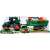 Green toy farm tractor with trailer and excavator, packaged