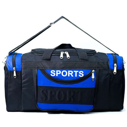 Kék és fekete sporttáska vállpánttal