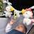 Aiko & Yuki stroller toy with raccoon, unicorn and mirror, for babies