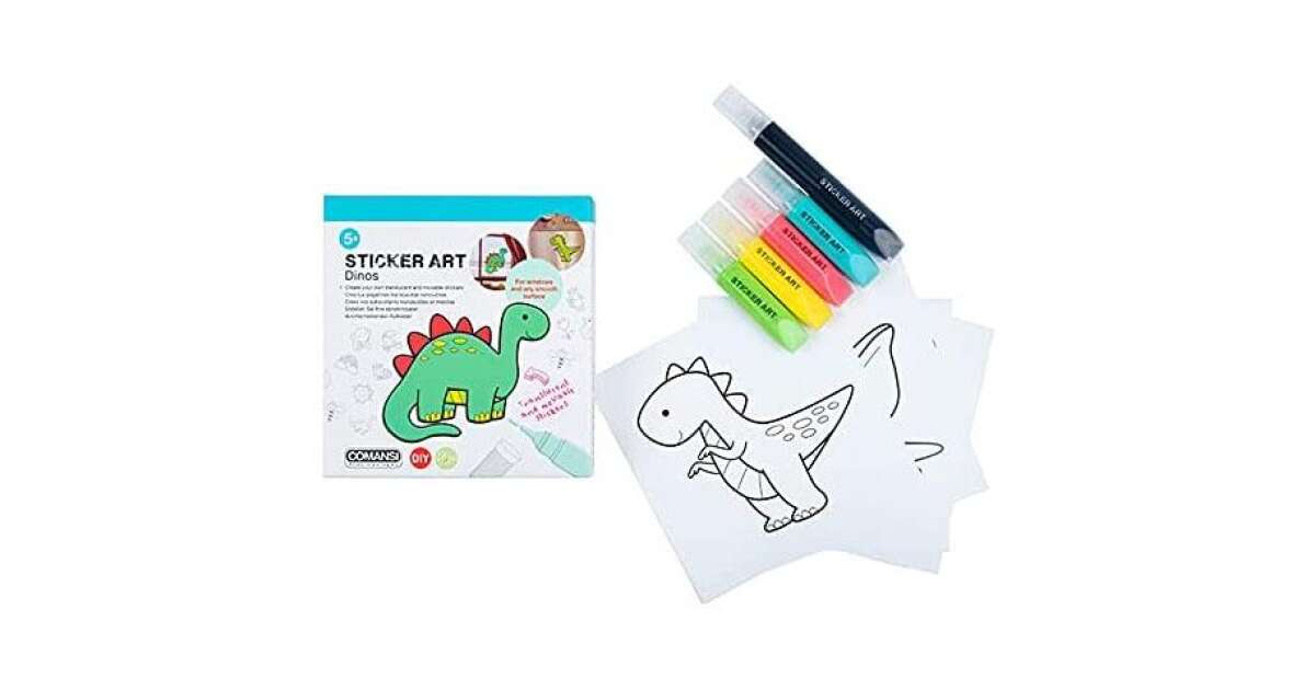 Sticker Art: Dinosauri set de autocolante de colorat - Comansi | Pepita.com
