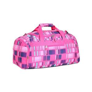 Rosa Sporttasche mit kariertem Muster von Spirit, 55x31x41cm - Koffer & Taschen