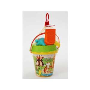 7 részes homokozó szett vödörrel, lapáttal, szitával, formákkal és egyéb kiegészítőkkel, aranyos állatfigurákkal - Felfújható játék & Strandjáték