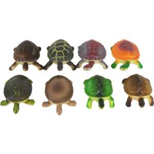 Assortment of 8 mini plastic turtle toys, each measuring 9.5 cm, in 6 different colors and patterns - Figure