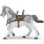 Papo Lovagló Ló Fantázia Figura, 14cm, fehér ló ezüst páncélban, gyűjthető játék