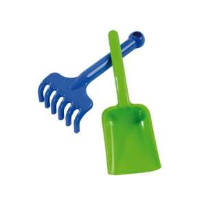 Kék gereblye és zöld lapát gyerekeknek homokozóba - Szabadtéri játék és felszerelés
