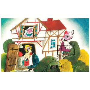 Ilustrație din diafilmul Holle anyó: Fata harnică ajunge la casa lui Holle anyó - Filme diapozitive