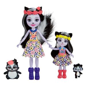 Enchantimals Sage Skunk & Sabella Skunk dolls with skunk animal figures. - Mattel