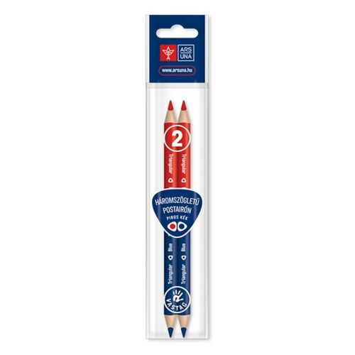 Ars Una Háromszögletű Postairón Ceruza - 2 db Jumbo - Piros-Kék