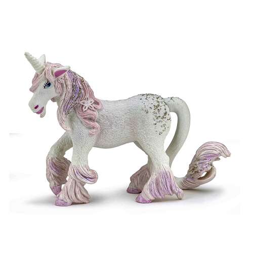 Papo Enchanted Unicorn Figurine, white unicorn with pink mane and tail, detailed and realistic