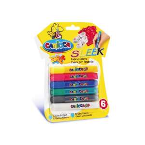 Carioca Sleek 3D Neon Stofffarben, 6er Pack Stoffmarker zum Malen auf Textilien - Textilfarben