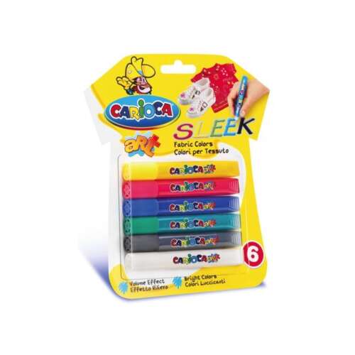 Carioca Sleek 3D Neon Stofffarben, 6er Pack Stoffmarker zum Malen auf Textilien