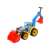 Tractor de jucărie albastru și galben cu o lopată roșie și un braț gri, 50 cm