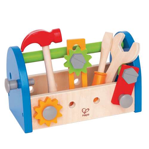 Hape Fix-It Tool Box, fa játék szerszámosláda gyerekeknek, szerepjáték, fejlesztő játék - Barkács játék