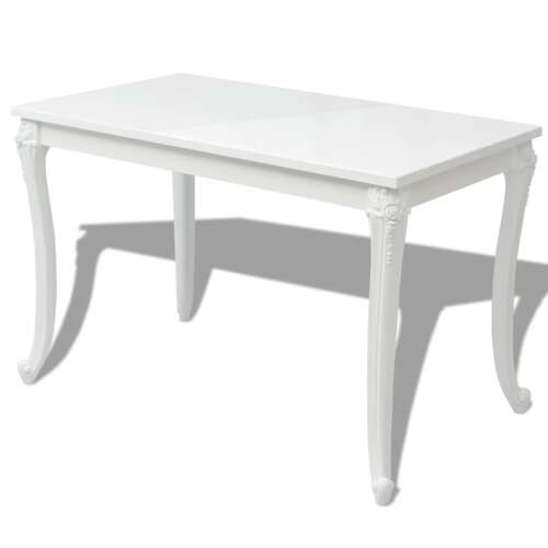 Elegáns Fehér Magasfényű Étkezőasztal - 116x66x76 cm