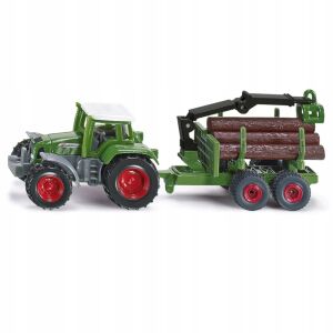 SIKU Tractor with Timber Trailer Toy, Diecast Model - Work machine for children