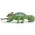 Detailed plastic chameleon toy figure with tongue extended catching prey