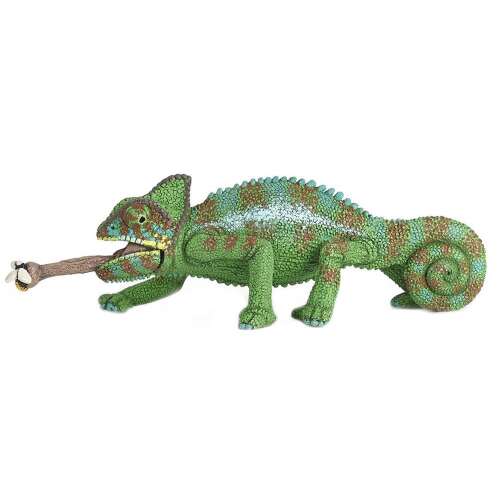 Green plastic chameleon toy, Kaméleon, realistic design, perfect for imaginative play