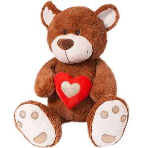 Brown plush teddy bear holding a red heart, 70cm tall - Nonbrand Plush Toy