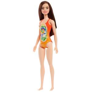 Barbie doll in orange swimsuit with tie-dye pattern, full body, front view - Barbie Baba