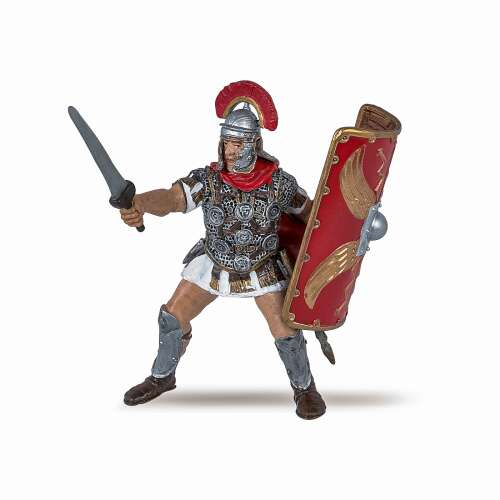 Papo Római Centurió Figurina, egy részletes és valósághű játékfigura egy teljes páncélban lévő római katonáról, kardot és pajzsot tartva - Figura