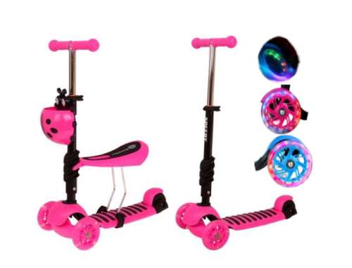 Edi 2in1 háromkerekű világító Roller - Katica #rózsaszín 31433827
