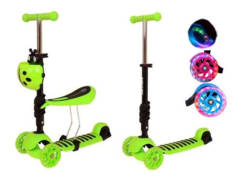 Edi 2in1 háromkerekű világító Roller - Katica #zöld 31433829