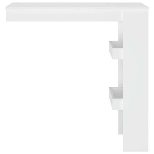 Fehér falra szerelhető bárasztal polcokkal, 102x45x103,5 cm - Bárasztal