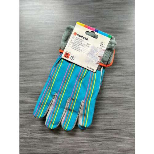 Gardena men's winter gloves, size 10, blue and white striped, with fleece lining