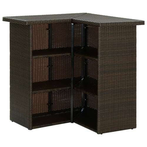 Sarok Bárasztal - PE Rattan - Barna - 100x50x105 cm