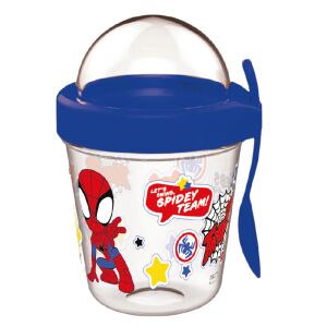 Spiderman Snackbecher mit Deckel und Löffel, 350ml - Lebensmittel- und Getränkebehälter für Kinder