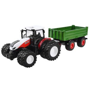 Kordy RC0602 diaľkovo ovládaný traktor so zeleným prívesom, 2,4 GHz, svetlá, sklápací príves, 2 v 1 hračka, farmárska hračka, hračka pre deti - Autá a vozidlá