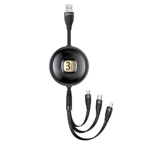 Cablu USAMS U69 3in1 1m negru (Lightning/microUSB/USB-C) SJ508USB01 (US-SJ508)
