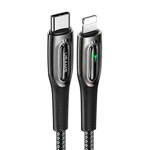 USAMS USB-C to Lightning cable, black, 20W PD fast charging, smart power-off - USAMS