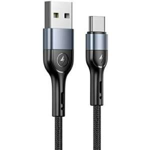 Kabel USAMS U55 typu C, pleciony, 1 metr, czarny, szybkie ładowanie 2A, transfer danych - USAMS Kabel USB