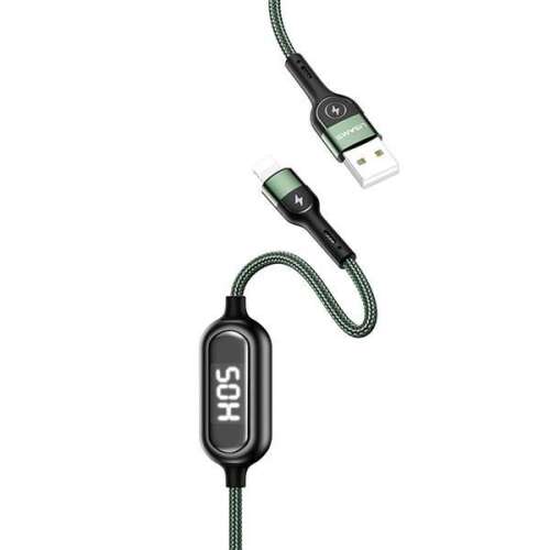 USAMS U48 Lightning Kabel mit digitalem Display-Timer, 1,2m, grün