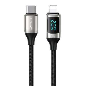 Kabel USAMS U78 pleciony USB-C - Lightning z wyświetlaczem LED, 20W szybkie ładowanie, biały - Kabel danych