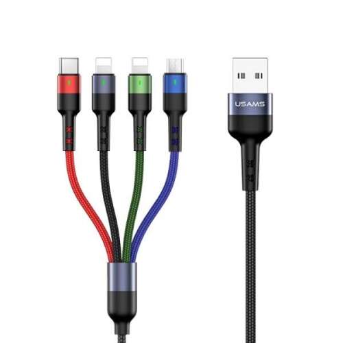 Kabel ładujący USAMS U26 4w1 z wtyczkami Lightning, Micro USB i USB-C