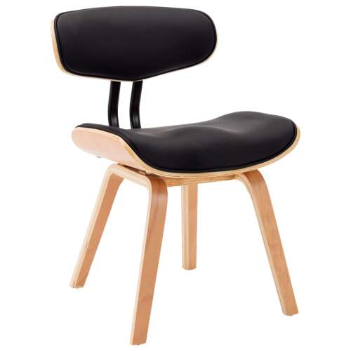 Fekete műbőr étkezőszék fa lábakkal