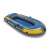 Side view of Intex Challenger 2 person inflatable boat, blue and yellow