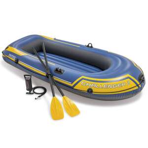 Intex Challenger 2 person inflatable boat, blue and yellow, with oars and pump - Intex