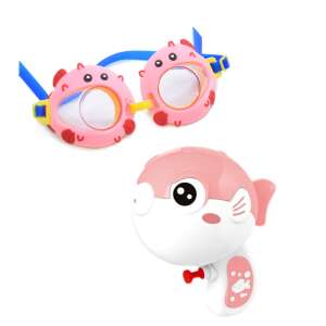 Rózsaszín gömbhalas vízipisztoly és úszószemüveg szett, tökéletes nyári szórakozáshoz - Úszószemüveg