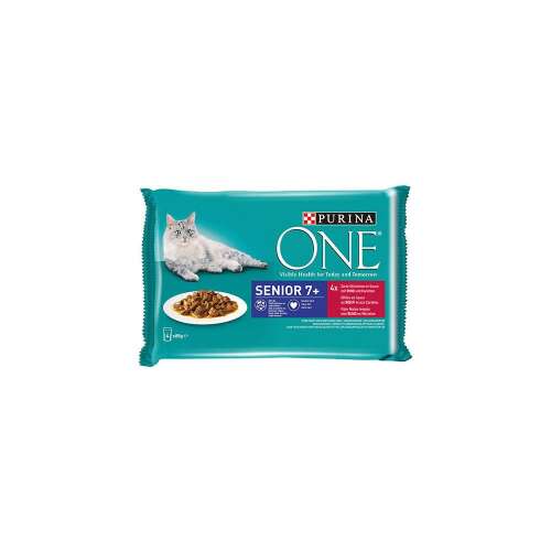 Purina ONE Senior 7+ Mini Filé Marhahúsos Macskakonzerv - 4x85g