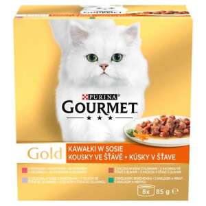 Purina Gourmet Gold Macskaeledel - Húsdarabok lében zöldséggel - 8 x 85g 56340888 - Purina