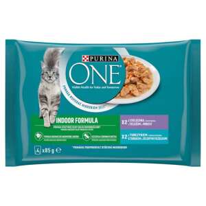 Purina ONE Beltéri Mini Filé Macskakonzerv - Tonhal/Zöldbab & Borjúhús/Sárgarépa - 4 x 85g 56340971 - Purina