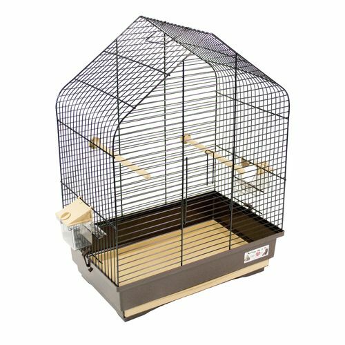 COBBYS PET LUNA madárkalitka, 40x25,5x54cm, fekete drótkalitka tartozékokkal